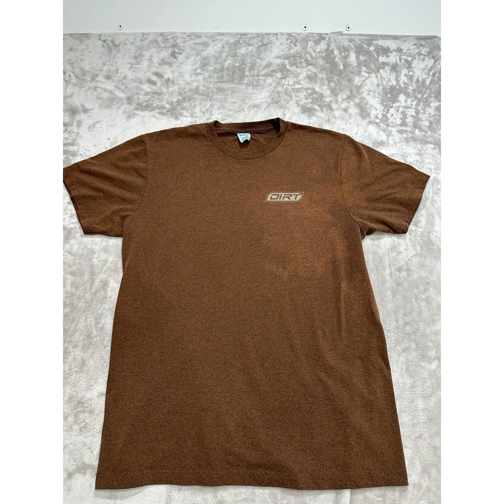 DIRT T-Shirt Mens Size Large Brown Rust Offroad Motosports Short Sleeve EUC